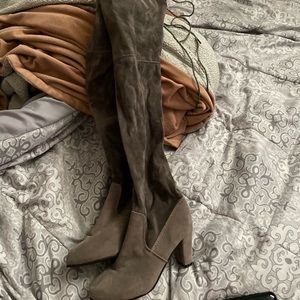 grey knee high boots
